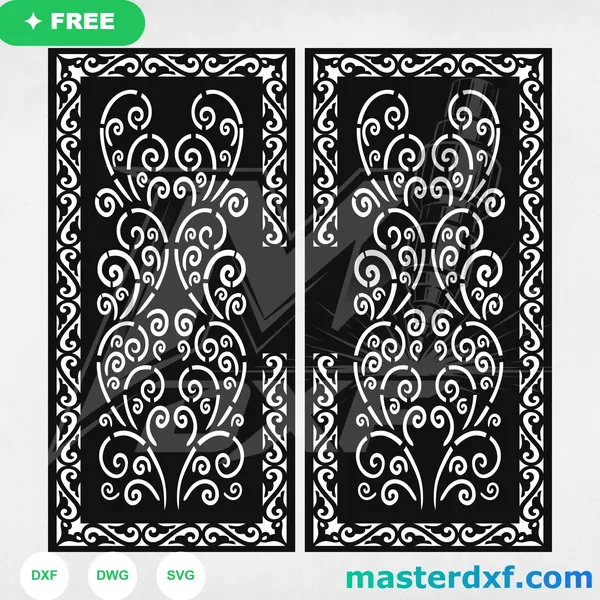 Feathered Wing Scroll DXF Panel for Laser-Cut Wall Art DXF File
